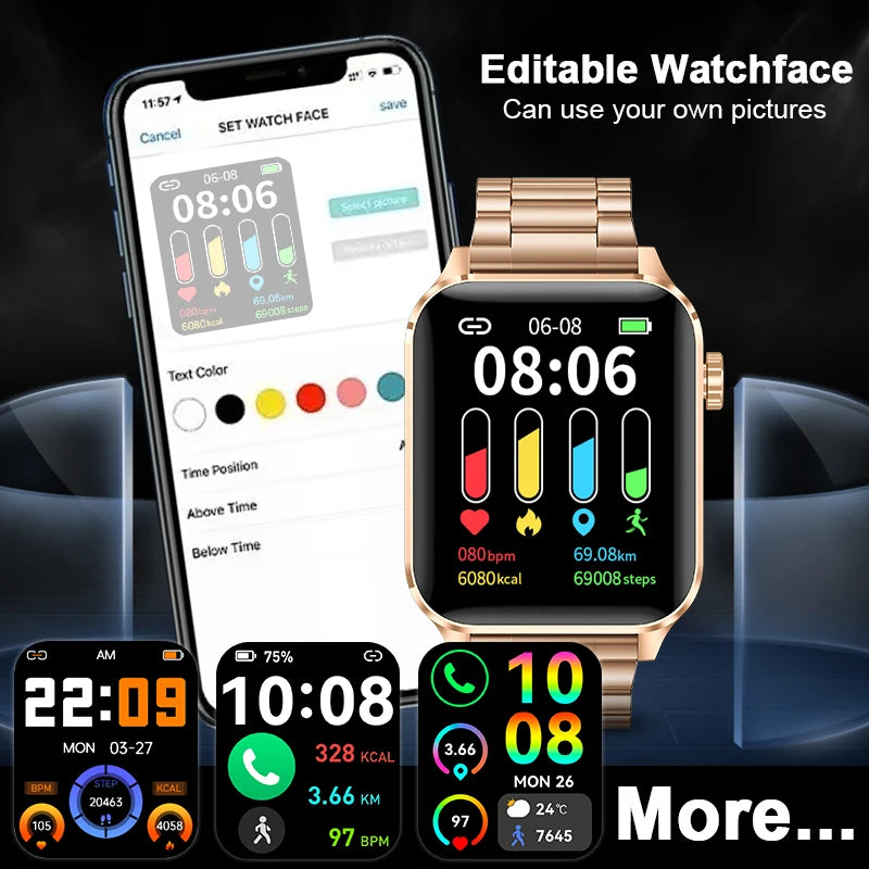 1.85” HD Fashion Smart Watch Women Bluetooth Call Sport Women’S Bracelet Fitness Health Monitor Ladies Smartwatch for Women