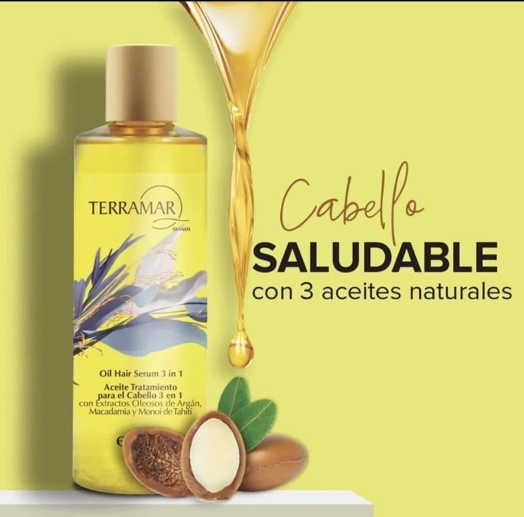 Aceite Óleo Terramar, tratamiento capilar 3 en 1