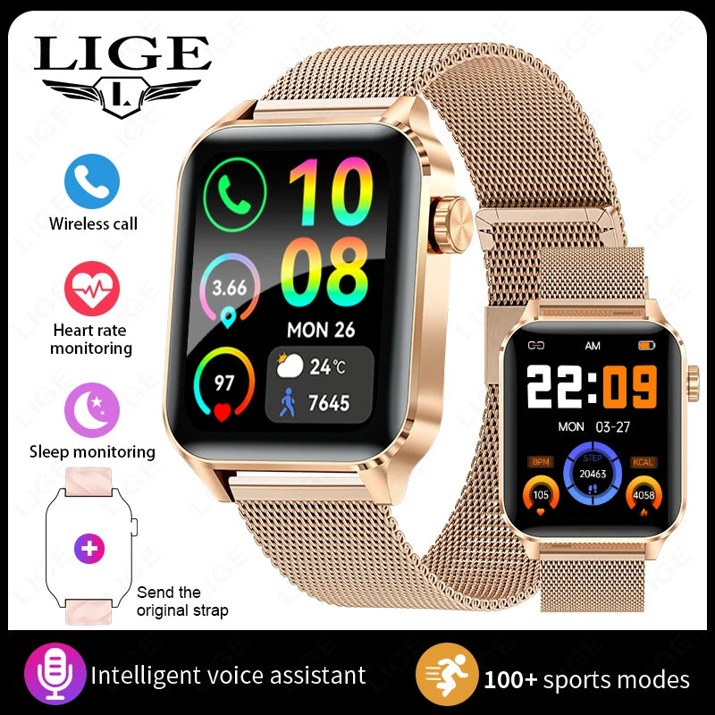 1.85” HD Fashion Smart Watch Women Bluetooth Call Sport Women’S Bracelet Fitness Health Monitor Ladies Smartwatch for Women