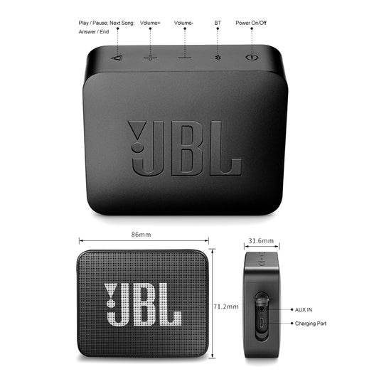 Altavoz Bluetooth inalámbrico JBL GO 2 IPX7 resistente al agua con micrófono